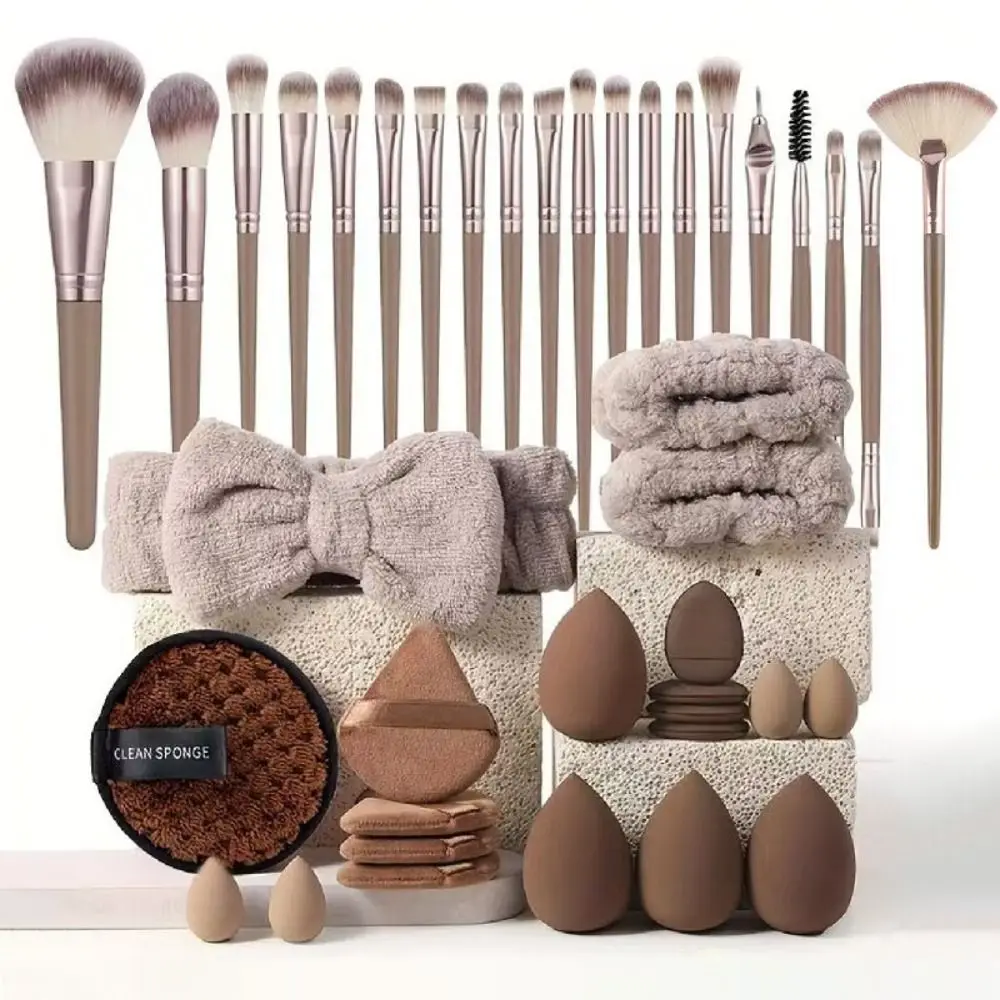Zachte 20/40 stuks make-up gereedschap kit hoofdband polsbandje professioneel schoonmaakhulpmiddel comfortabele oogschaduw blozen