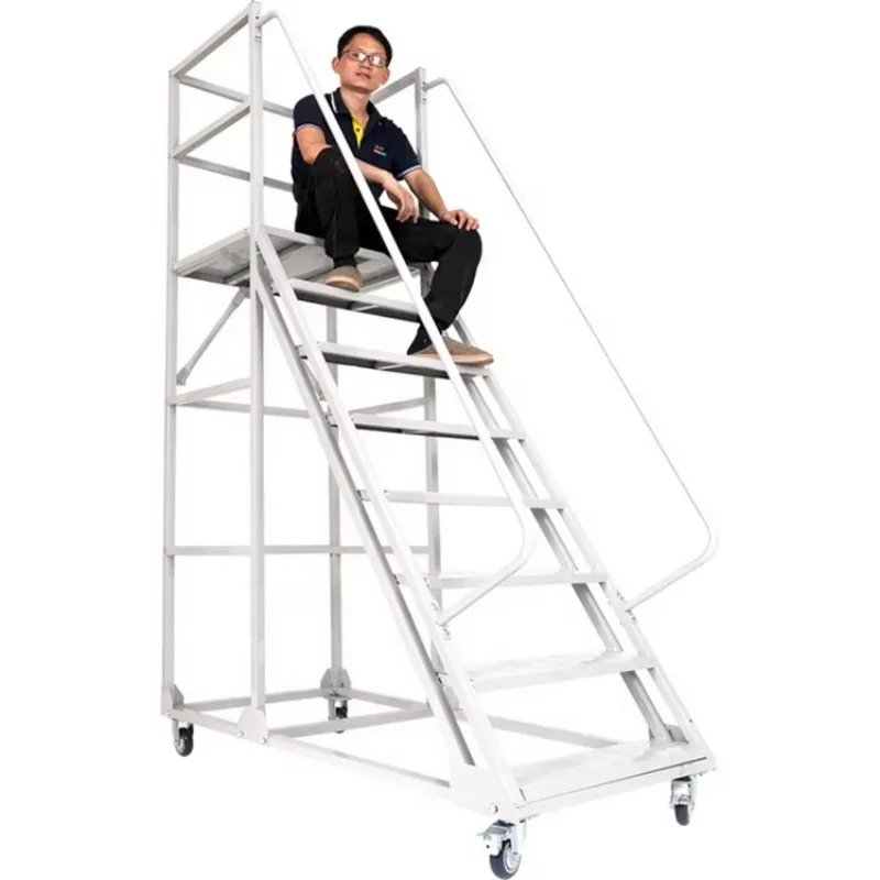 Durable Use Bargain Warehouse Storage Steel Mobile Color Ladder