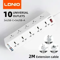 LDNIO High Capacity Multi Outlet Power Strip Contacts Plug Usb Extension Cable Network Filter Surge Protector Tee Socket Adapter