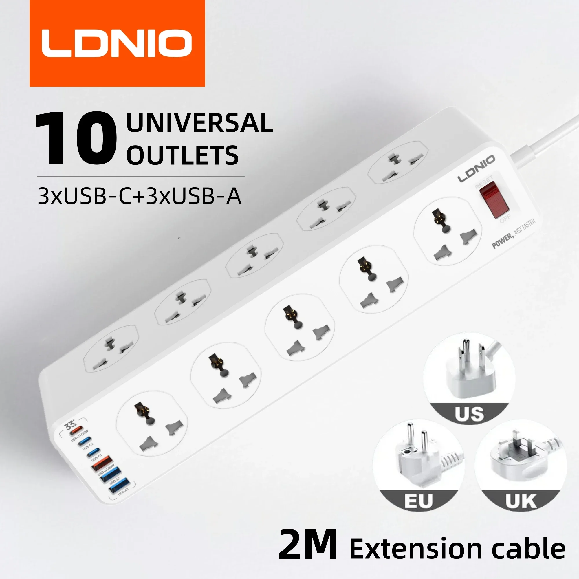 LDNIO High Capacity Multi Outlet Power Strip Contacts Plug Usb Extension Cable Network Filter Surge Protector Tee Socket Adapter