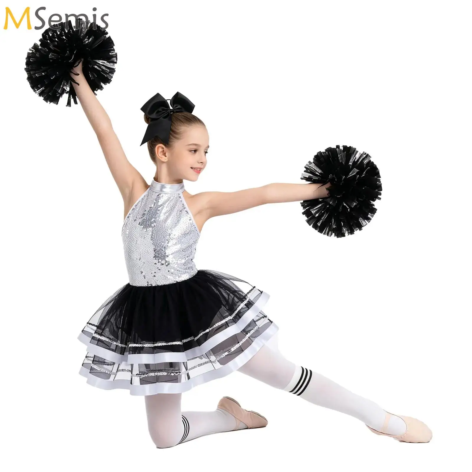 

Kids Girls Ballet Dance Dress Sequins Gymnastics Leotard Tutu Skirt Latin Jazz Ballroom Dance Cheer Performance Dancewear Suit