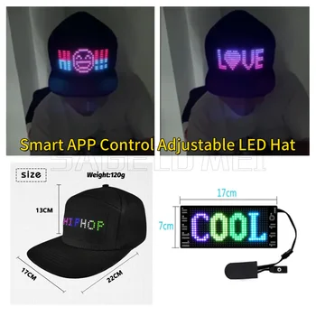 Intelligente APP-Steuerung, verstellbarer LED-Hut mit abnehmbarem Bildschirmanzeigelicht für Outdoor-Konzert, Karneval, programmierbare LED-Kappe