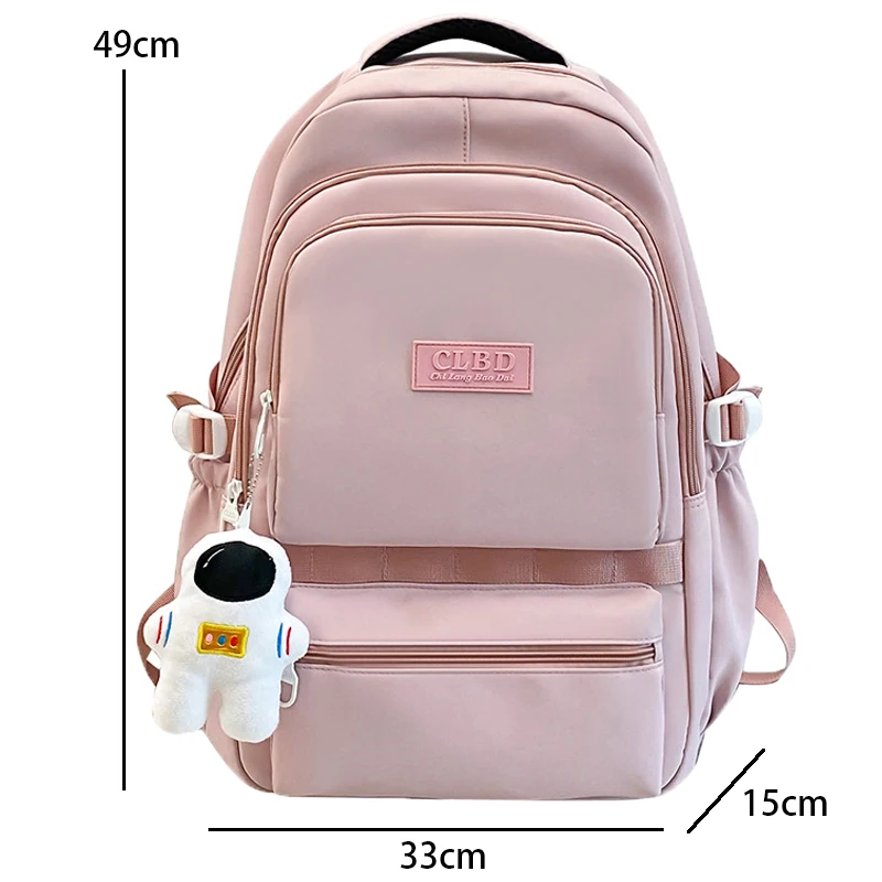 Korean Backpack Schoolbag for Teenage Girl Book Knapsack Women's Backpack Solid Color Female Multi-pocket Rucksack Cute Mochila