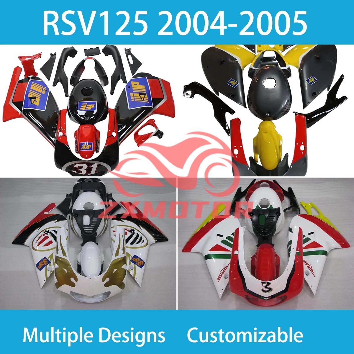 For Aprilia RSV 125 RS4 2004 2005 Aftermarket Fairing Set Panel Kit RS125 04 05 ABS Injection Motorcycle Parts Fairings