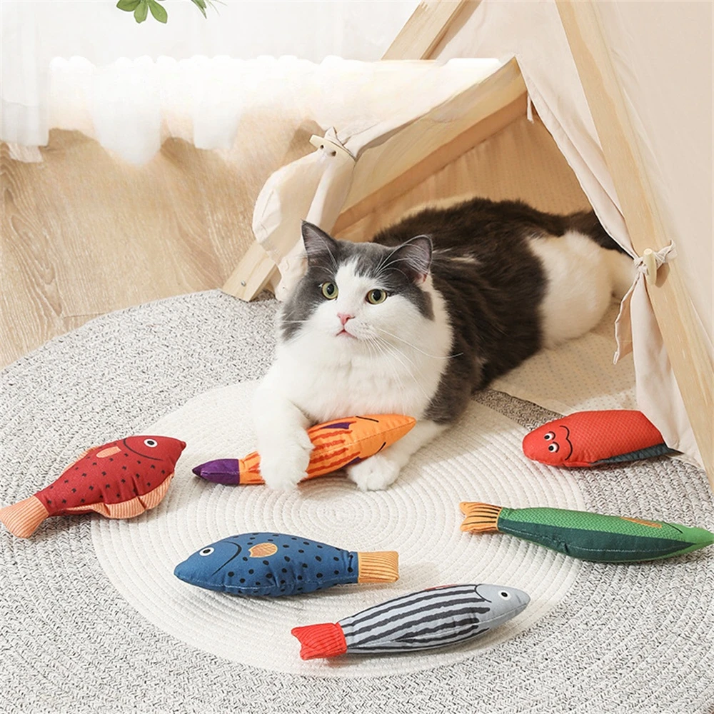 Simulation Fish Cat Toys 3D Simulation Fish Catnip Cat Chew Toys Kitten Interactive Chase Toys Pillowfish Gift Plush Pet Product