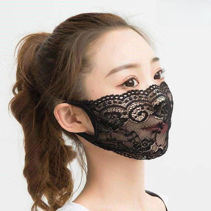 

Ultra-Thin Lace Mask Women's Korean Style Single Layer Breathable Sunscreen Sexy Mesh Mask Summer Special Edition Face Cover