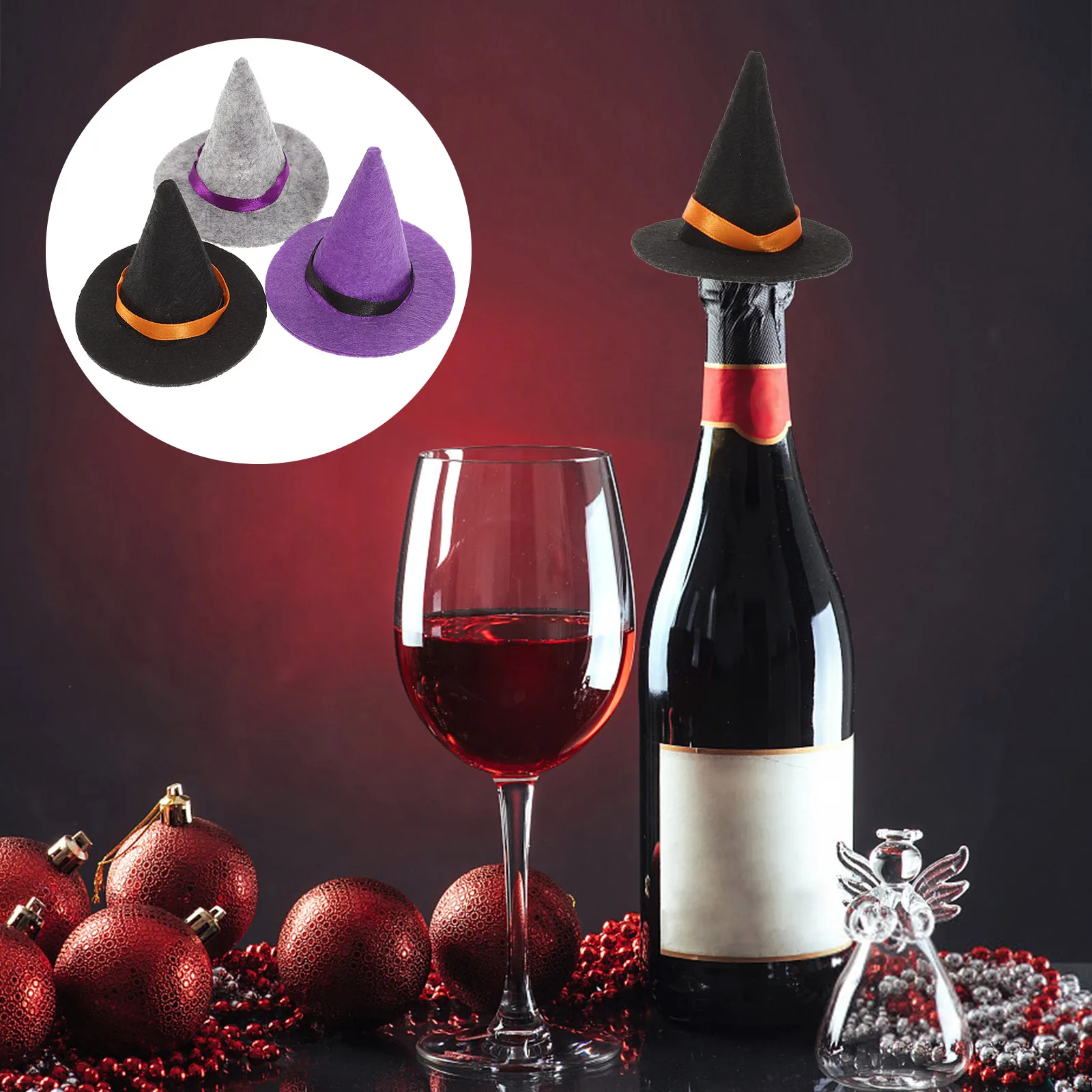 

Caps Witch Hat Jewelry Decoration Mini Candy Toppers Hats Non-woven Fabric Halloween Charms for Making Decorations
