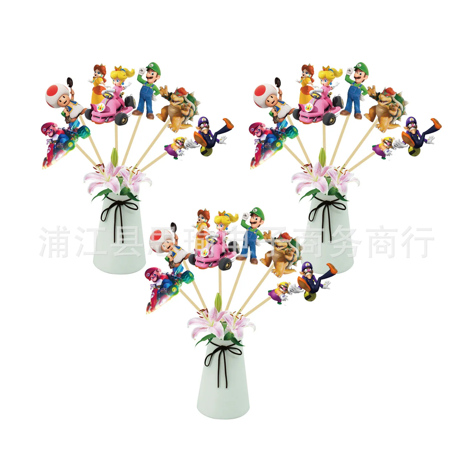 

18pcs Super Mario Bros Vase Decoration Birthday Party Decoration Insert Kawaii Luigi Princess Peach Children's Toys Gifts