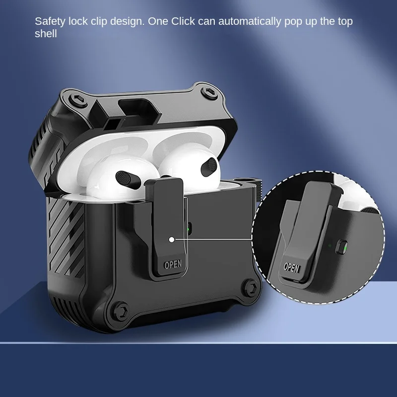 Automatic pop cap Security Lock  Cover for AirPods Pro Case  for AirPods Pro 1 2 3 Pro 2nd Gen Case Shockproof Cover Air Pods 3