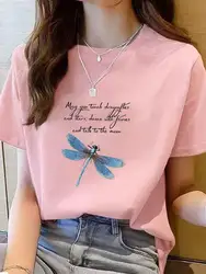 Dragonfly Lovely Trend Cute Clothing Graphic T-shirt Tee Top Fashion Summer O-neck Print Short Sleeve T Shirt Women Clothes