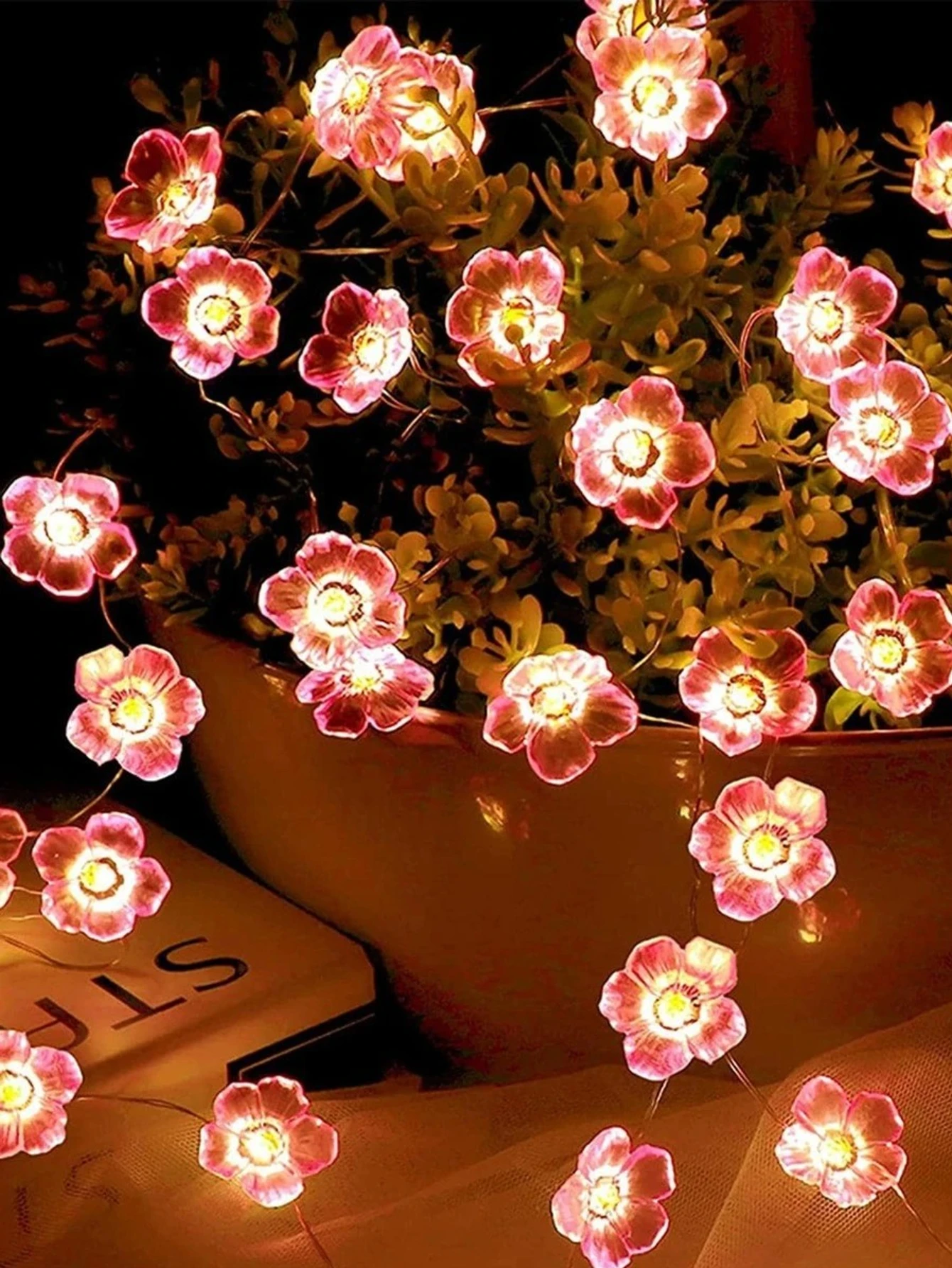 1PC 2M20LED Pink Cherry Blossom Battery Box String Light, Suitable for Holiday, Wedding, Indoor, Garden, Party Decoration