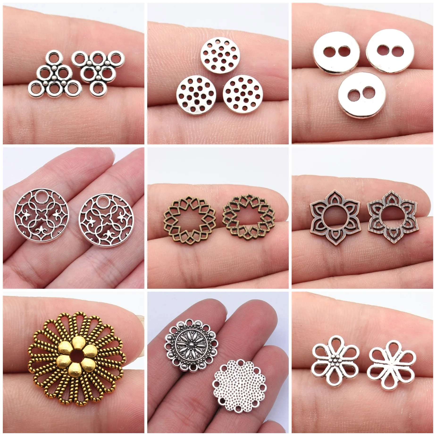 Hollow Circle Floral Slice Link Connectors Findings For DIY Bracelet Necklace Jewelry Making Supplies