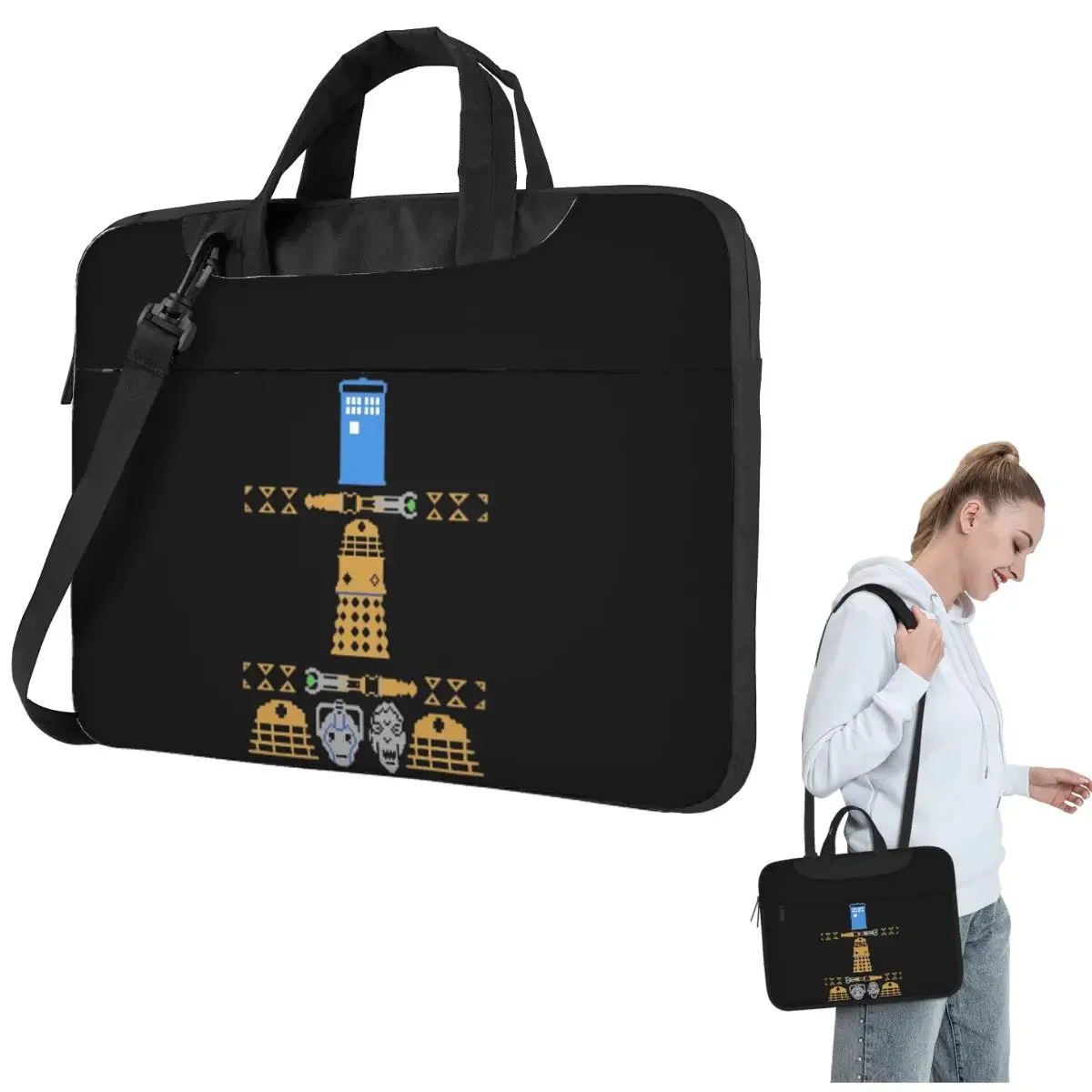 Doctor Ugly Sweater Who Crossbody Laptop Bag Case Computer Bag Resistant Protective Notebook Pouch for Macbook Pro