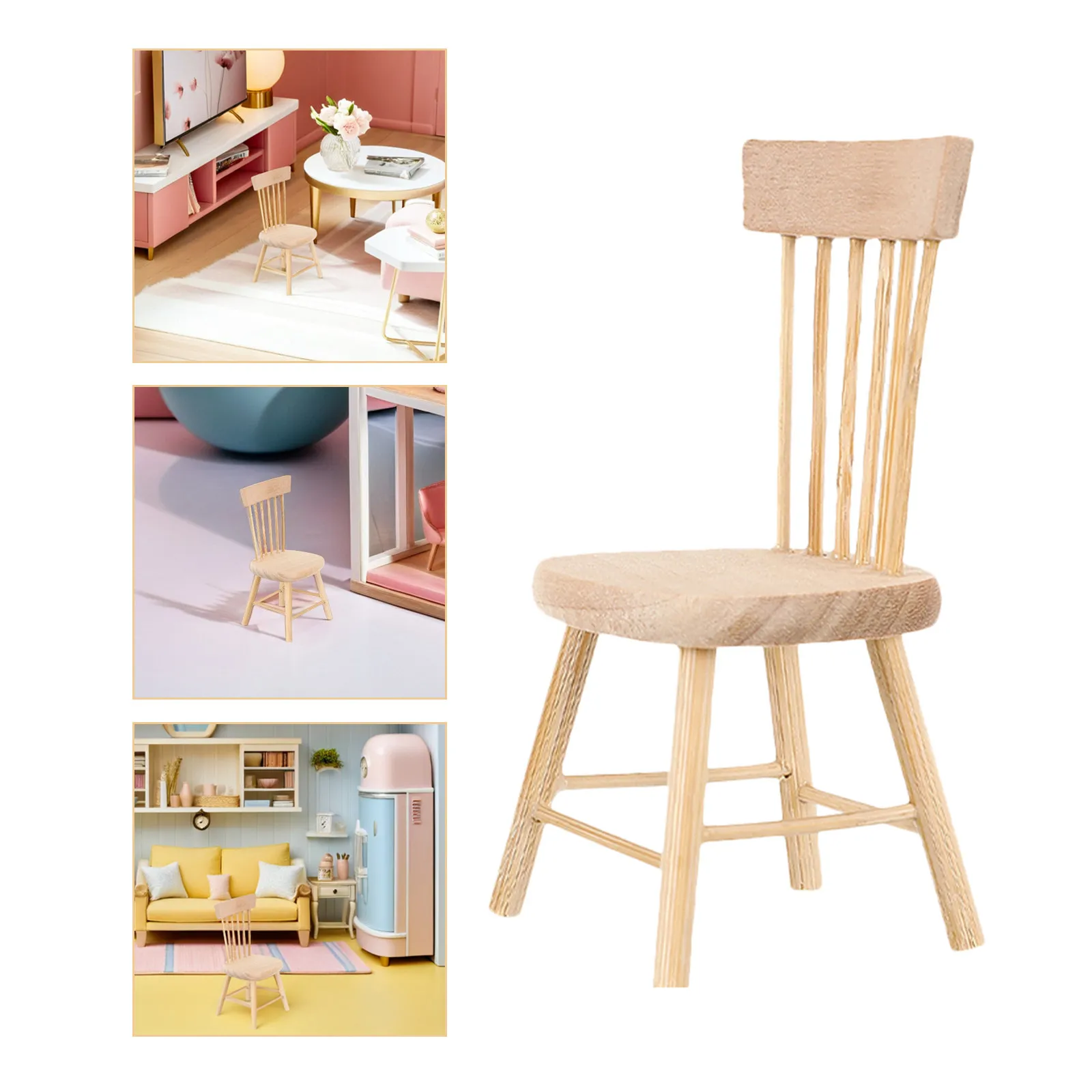 

6Pcs Wooden Chair Simulation Miniature Furniture Creative Mini House Dining Room Decor Accessories Layout Prop Desktop Ornament