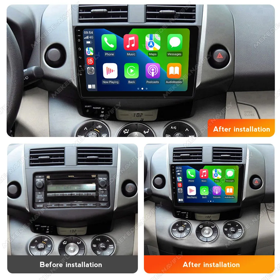 MEKEDE أندرويد 14 راديو السيارة لتويوتا RAV4 2007-2011 Autoradio 9 بوصة الوسائط المتعددة مشغل فيديو الملاحة أندرويد السيارات CarPlay