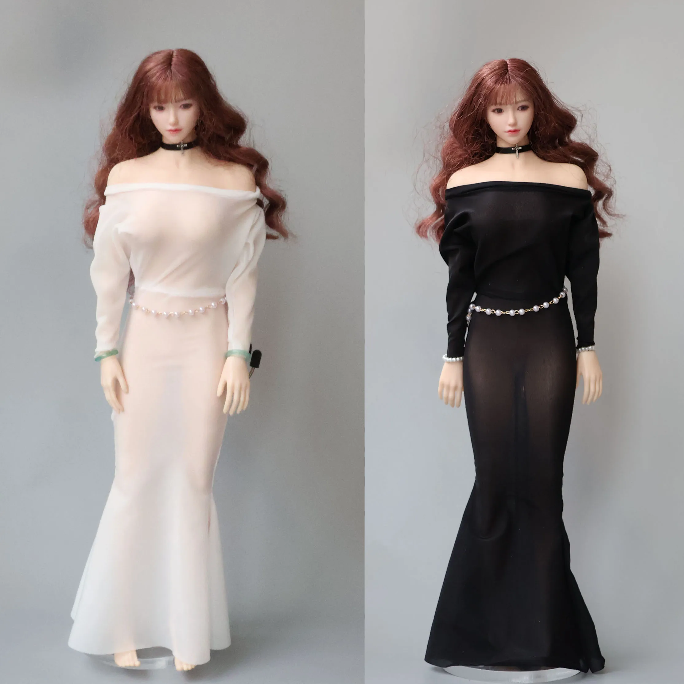 1/6 Scale Female Perspective Ultra-thin Ice Silk Dress Tight Skirt Clothes Model For 12