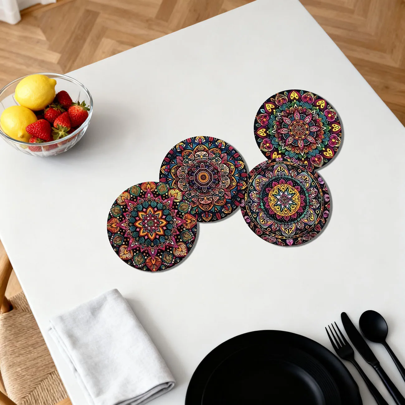 4-Piece Set Wooden Placemat, Anti-Slip and Heat-Resistant, desktop Protection, Dining Table Decoration, Restaurant Gift