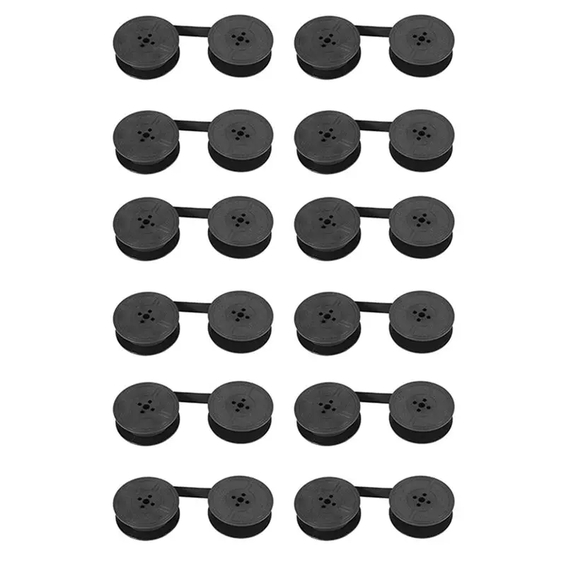 ABRI-12 Pack Typewriter Ribbon Twin Spool Typewriter Ribbon Ink Twin Spool Ink Replacement Part For Most Typewriter(Black)