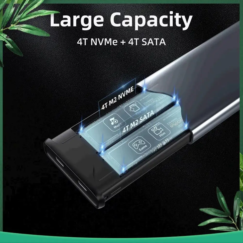 

(НОВИНКА) M.2 SATA NVME Dual Protocol SSD Enclosure Dual Bay SATA&NVME SSD Case 10 Гбит/с USB Type C SSD Case M.2 Hard Disk Box