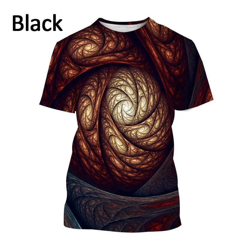 New Men\'s Fractal Vertigo Graphic Art T Shirt Unisex Fashion Cool Harajuku Print Short Sleeve Streetwear Top