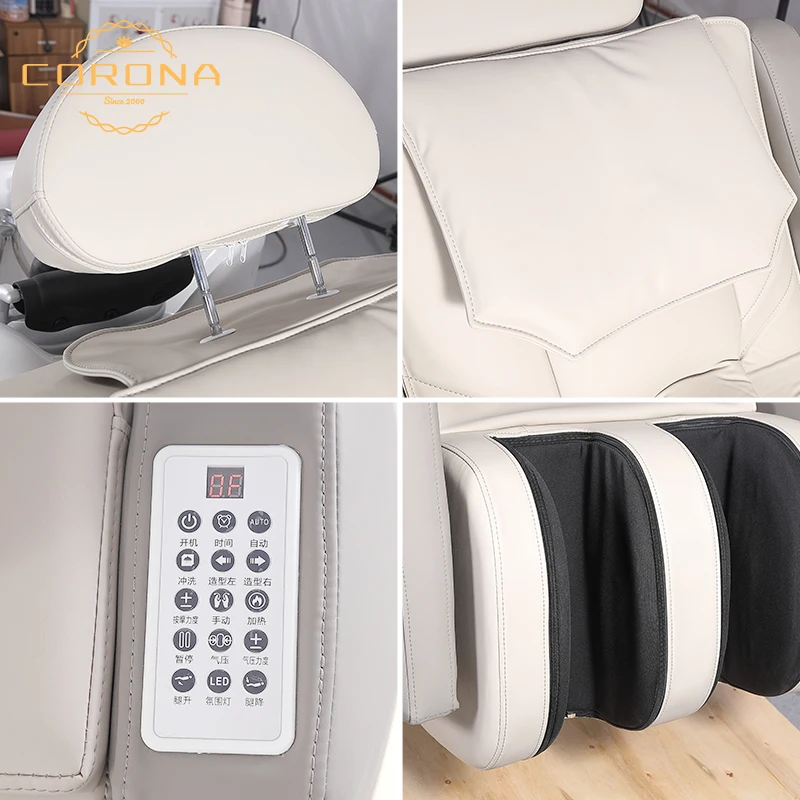 Shampoo Bed Comfortable Electric Hair Salon Furniture Backwash Unit Hair Washing Bed Massage Shampoo Chair With Bowl