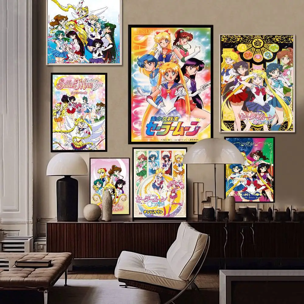 Lovely S-Sailor M-Moon Classic Vintage Posters Waterproof Paper Sticker Coffee House Bar Home Decor