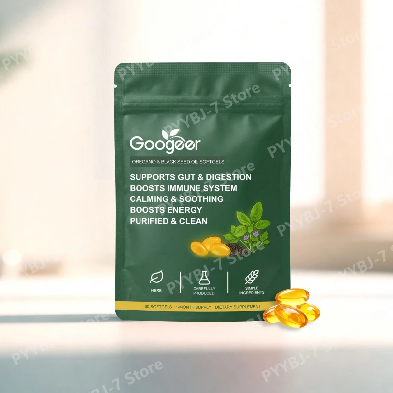Oregano and Black Seed Oil Softgels Digestive Support & Daily Energy Calming Comfort 60 Softgels Dietary Supplement