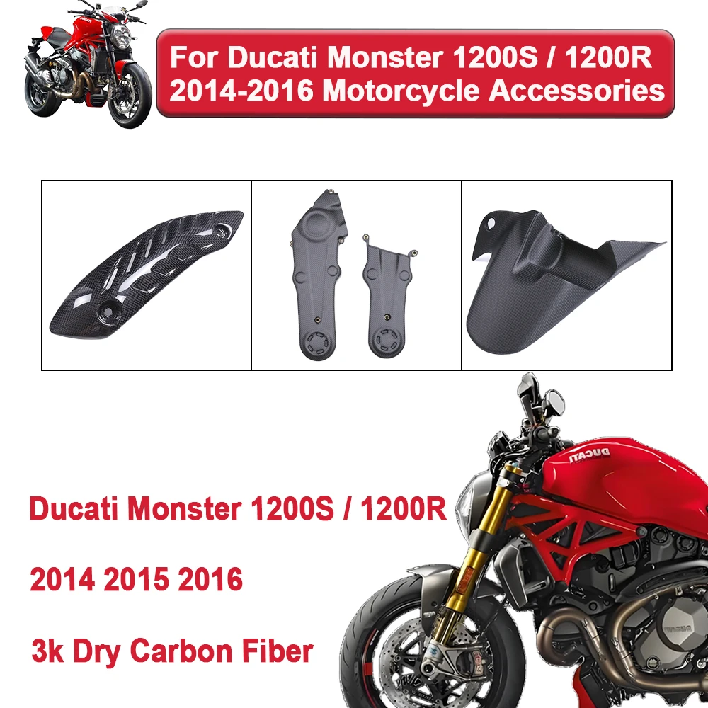 

For Ducati Monster 1200R 1200S 2014-2016 3K Carbon Fiber Front Rear Fender Exhaust Cover Fairing Matte Motorcycle Accessories
