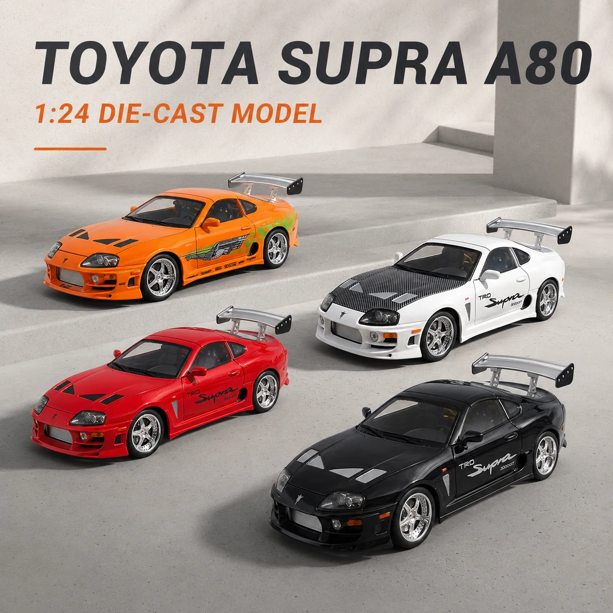 1/24 Toyota Supra A80 F1 Edition Racing Super Sport Car JDM Model 1:24 Diecast Zinc Alloy Vehicle Collection Gift Boyfriend
