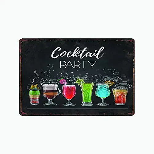 

WONDERCAVE Cocktail Party Theme Metal tin Sign for Man cave Bar Cafe Garage Wall Decor Retro Vintage 7.87 X 11.8 inch