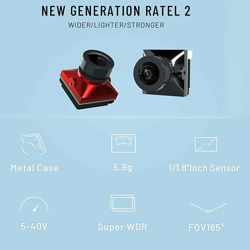 1/2PCS Caddx Ratel 2 V2 FPV Camera Ratel2 2.1mm Lens 16:9/4:3 NTSC/PAL Switchable With Replacement Lens Micro FPV Camera Drone