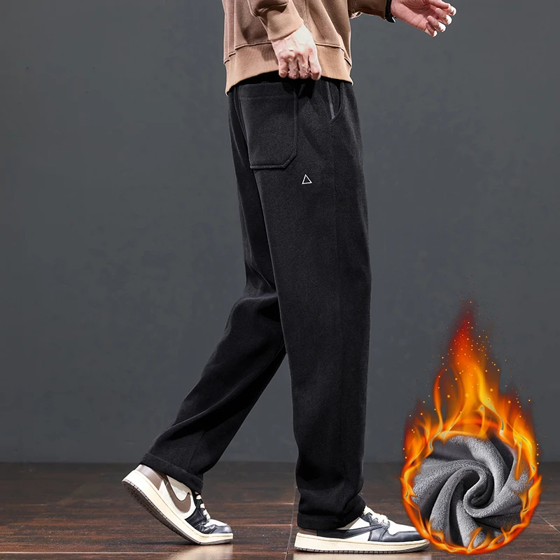 2026 Lässige Herrenhose aus Cord mit Fleece-Futter, Thermo-Modehose, dicke Samthose, gerade geschnittene, weite Jogginghose, 5XL – Detail 3