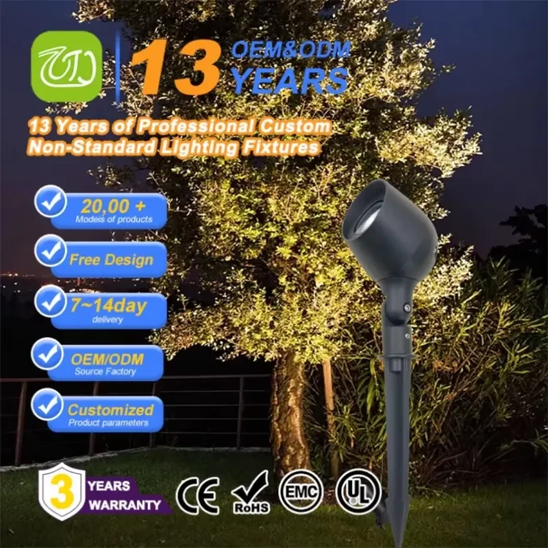 10W COB LED Flood Light IP65 Waterproof Aluminum Outdoor Lighting Lightweight ETL CE Certified for Garden Lawn Lighting