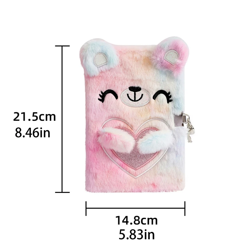 Cute Bear Notebook With Lock Kawaii Diary Journal A5 Agenda Planner Organizer Wonderful Plush Note Book School Sketchbook