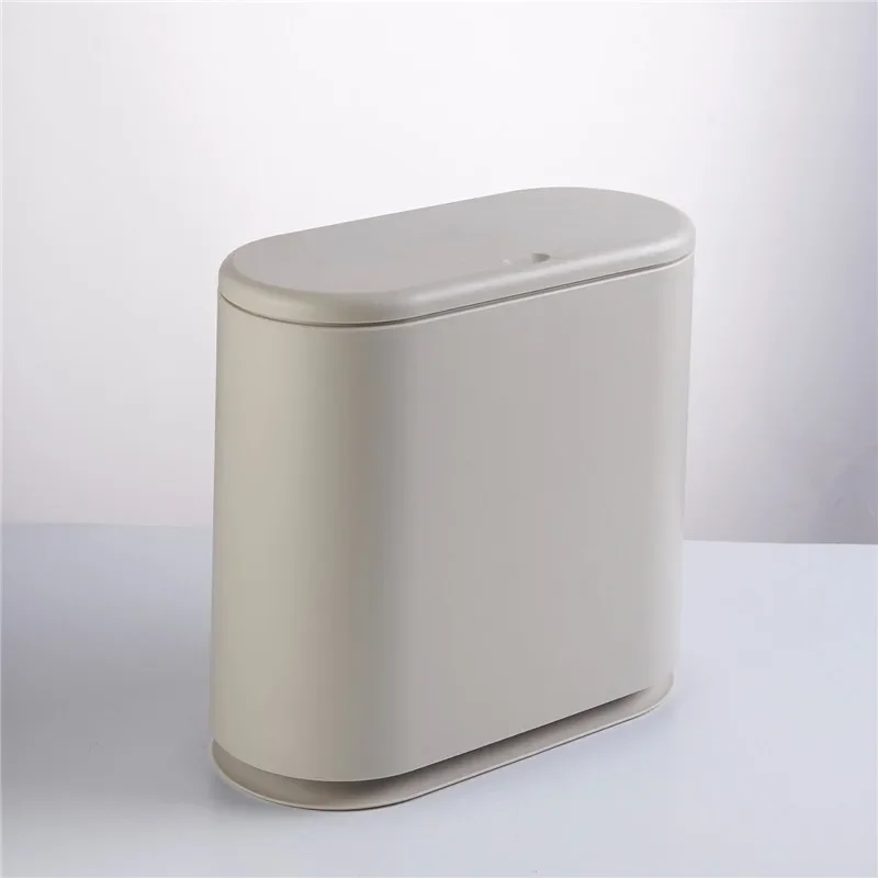 Cracked trash can household living room press the lid paper basket kitchen bathroom double-layer large capacity narrow trash can