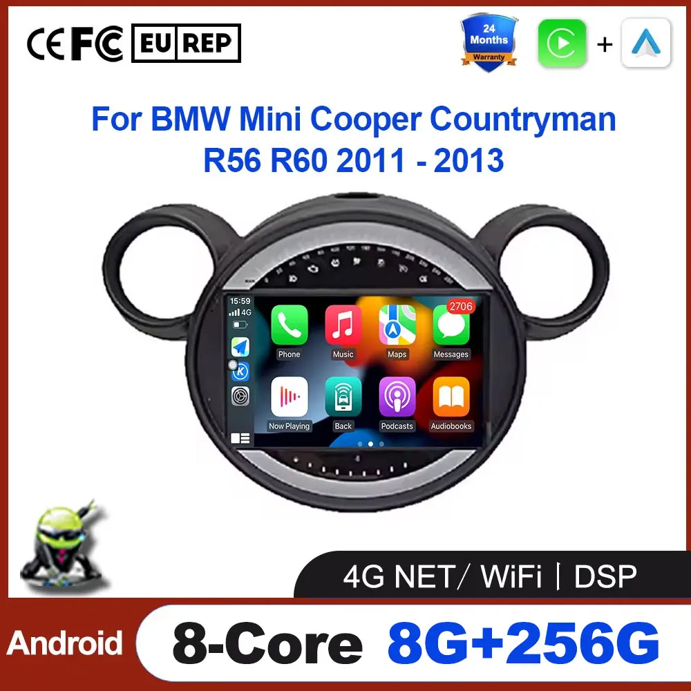 Android Auto For BMW Mini Cooper Countryman R56 R60 2011 - 2013 Car Radio Wireless Carplay Auto AHD WIFI 4G Multimedia radio