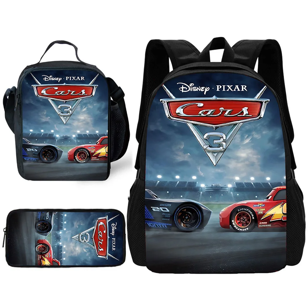 Sac à dos d'école Disney Cars Anime pour enfants avec sacs à lunch, sacs à crayons, sacs d'école pour garçons et filles, meilleur cadeau