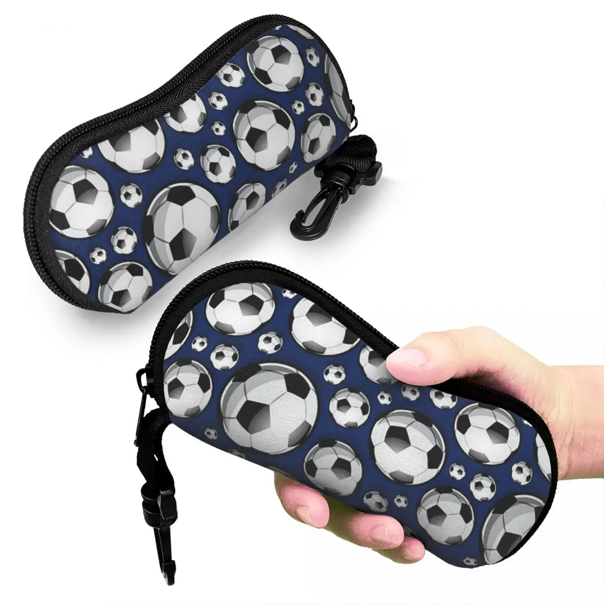 

Soccer Ball Balls Blue Football Sport Sports Shell Glasses Case Portable Sunglasses Box Women Men Soft Eyeglass Bag Pouch