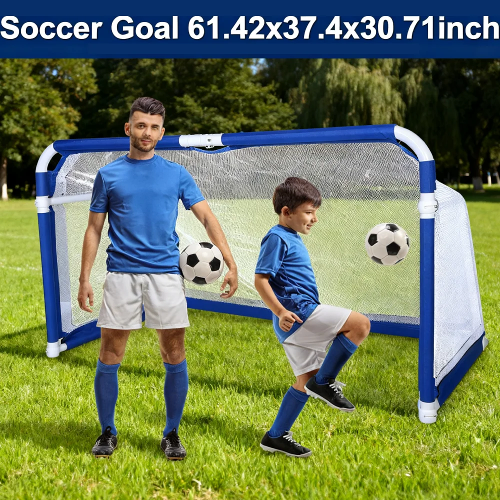 

Портативные складные футбольные ворота, футбольная сетка для детей, молодежи, тренировок на открытом воздухе, прочный алюминиевый сплав, быстрая установка 61,42x37,4x30,71 дюйма