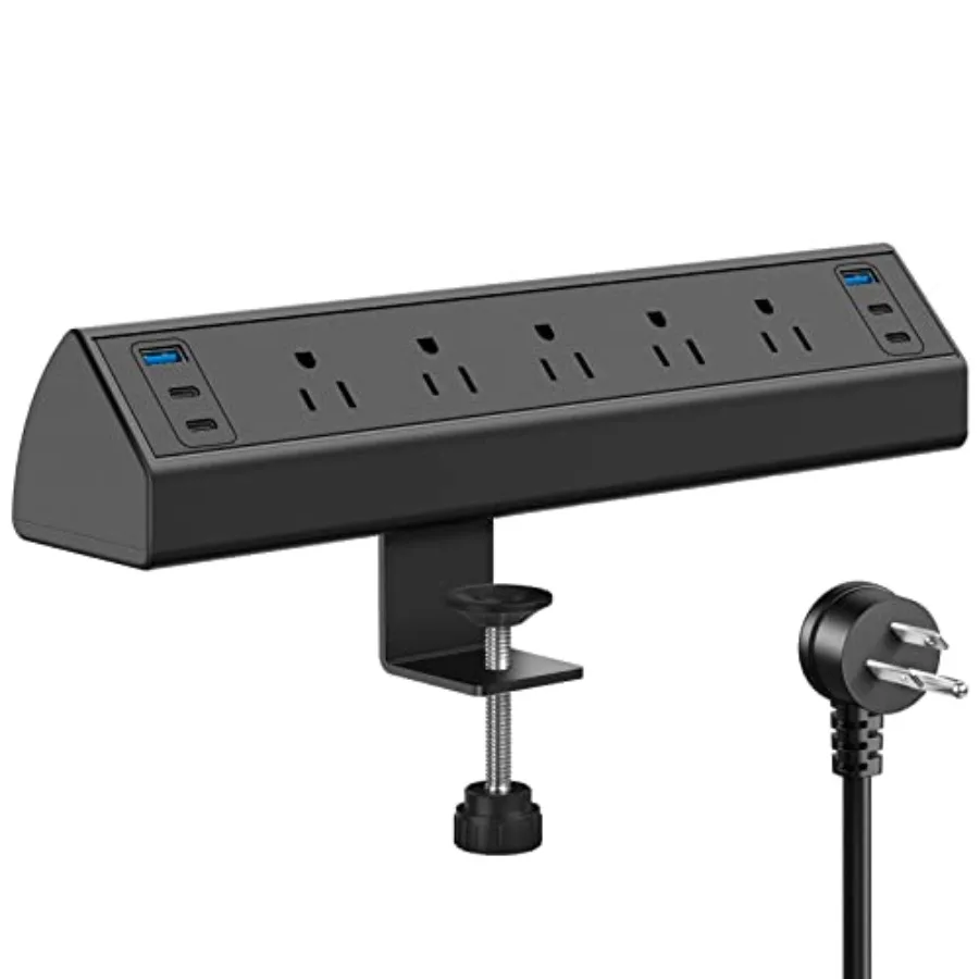 

Desk Clamp Power Strip USB C40W Total Fast Charging Station 4 PD 20W USB C Ports Desk Edge Mount Surge Protector Fit 1.96" Tabl