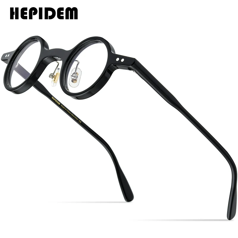 HEPIDEM Acetate Glasses Frame Men Vintage Retro Small Round Eyeglasses Women Spectacles Eyewear 9178