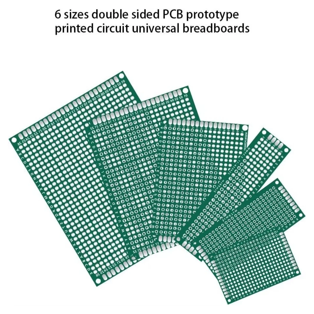 32 Pcs Double Sided PCB Board Prototype Kit 6 Sizes Universal Printed Circuit Protoboard for DIY Soldering Project