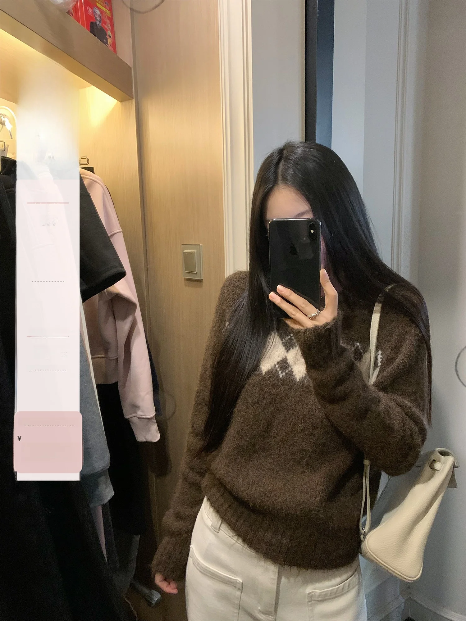 

Loose Long Sve round Ne Sweater Women's Autumn Winter Yangokki Pine Tea a Diamond id Woolen Knitted Top