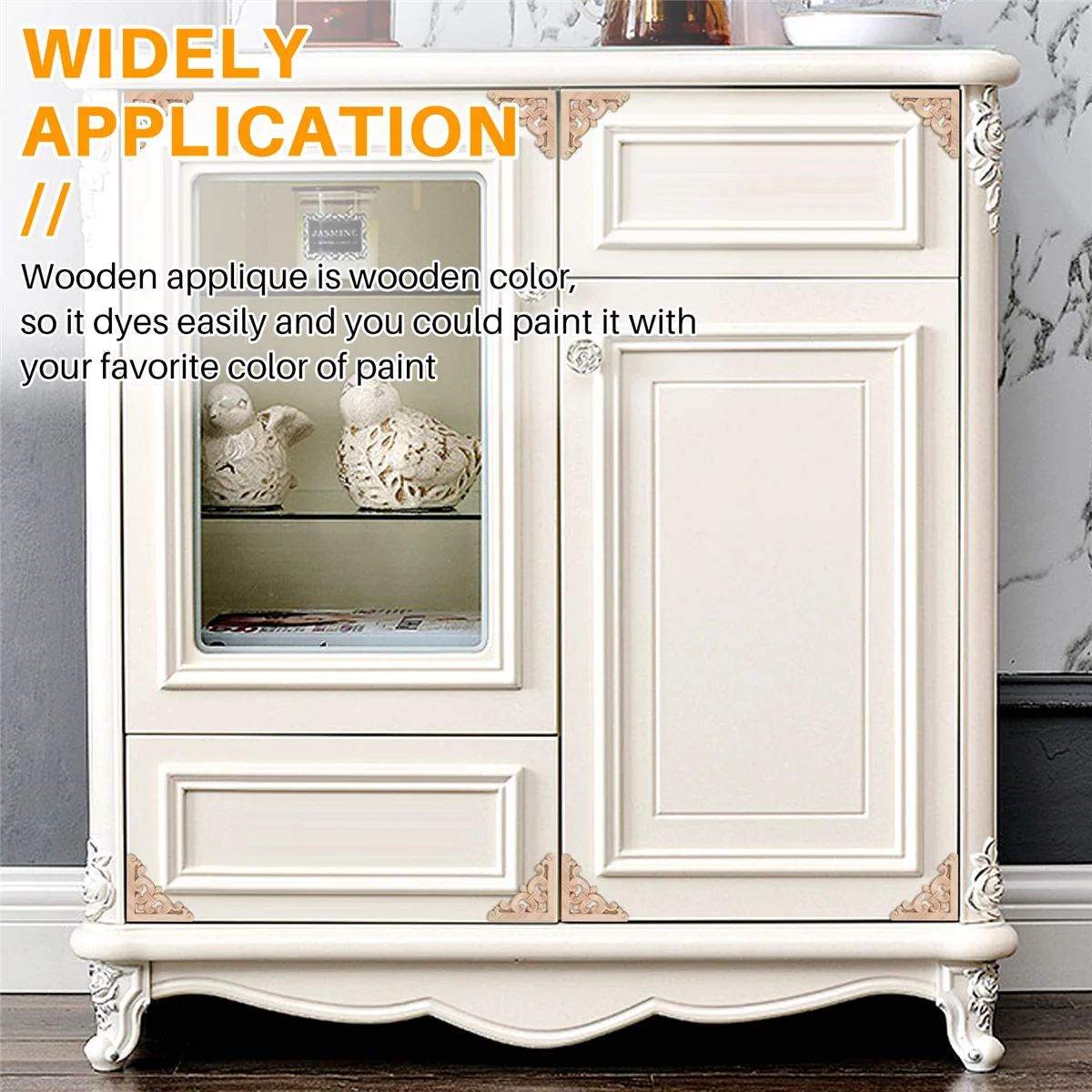 A62K 8*8 см деревянная резная угловая накладка аппликация Декор мебель ремесло неокрашенная