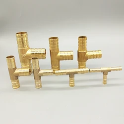 T Way T-Shape Brass Barb Pipe Hose Fitting 3 Way Connector for 4mm 5mm 6mm 8mm 10mm 19mm Hose Copper Pagoda Water Tube Fittings