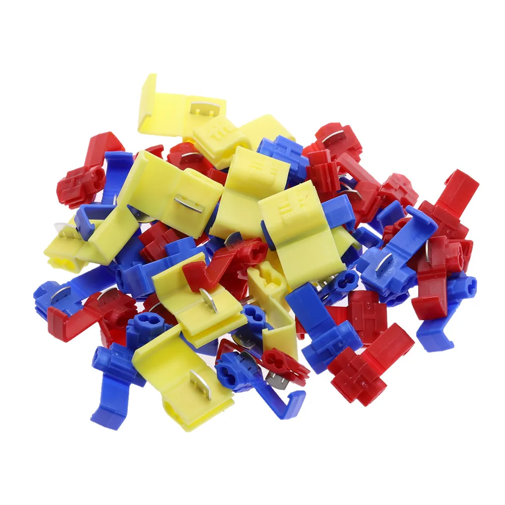 50PCS Rood Blauw Quick Splice Wire Connector AWG22-18 Zonder Breken Kabel Geïsoleerde Crimp Quick Splice Elektrische Terminals