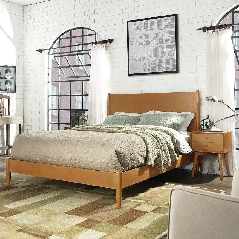 Classic and Modern Acorn Wood Bed Set Sturdy Frame Construction Designed To Last and Blends Well with The Furniture in The Room