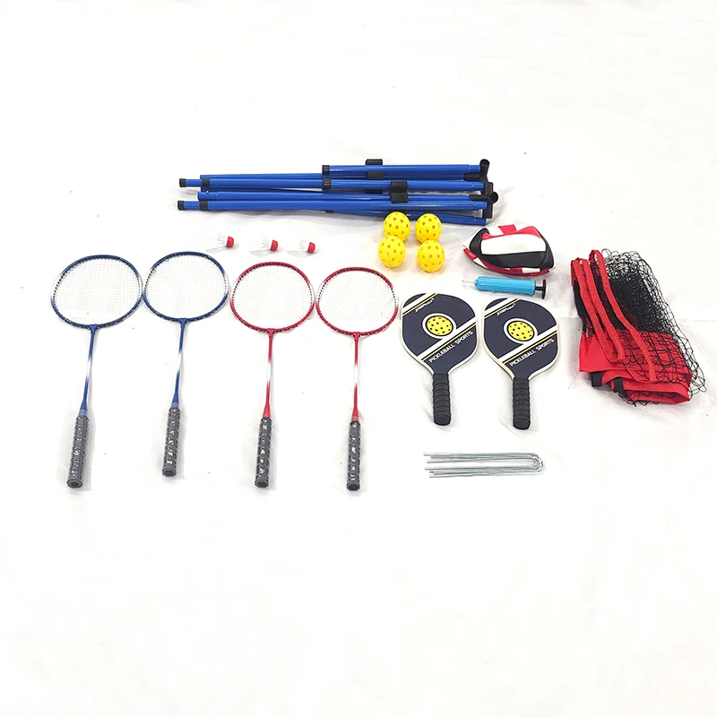 3 in 1 Portable Pickleball Badminton Volleyball Net Combo Set Height Adjustable Half Court 10FT Sport Training Game for Backyard