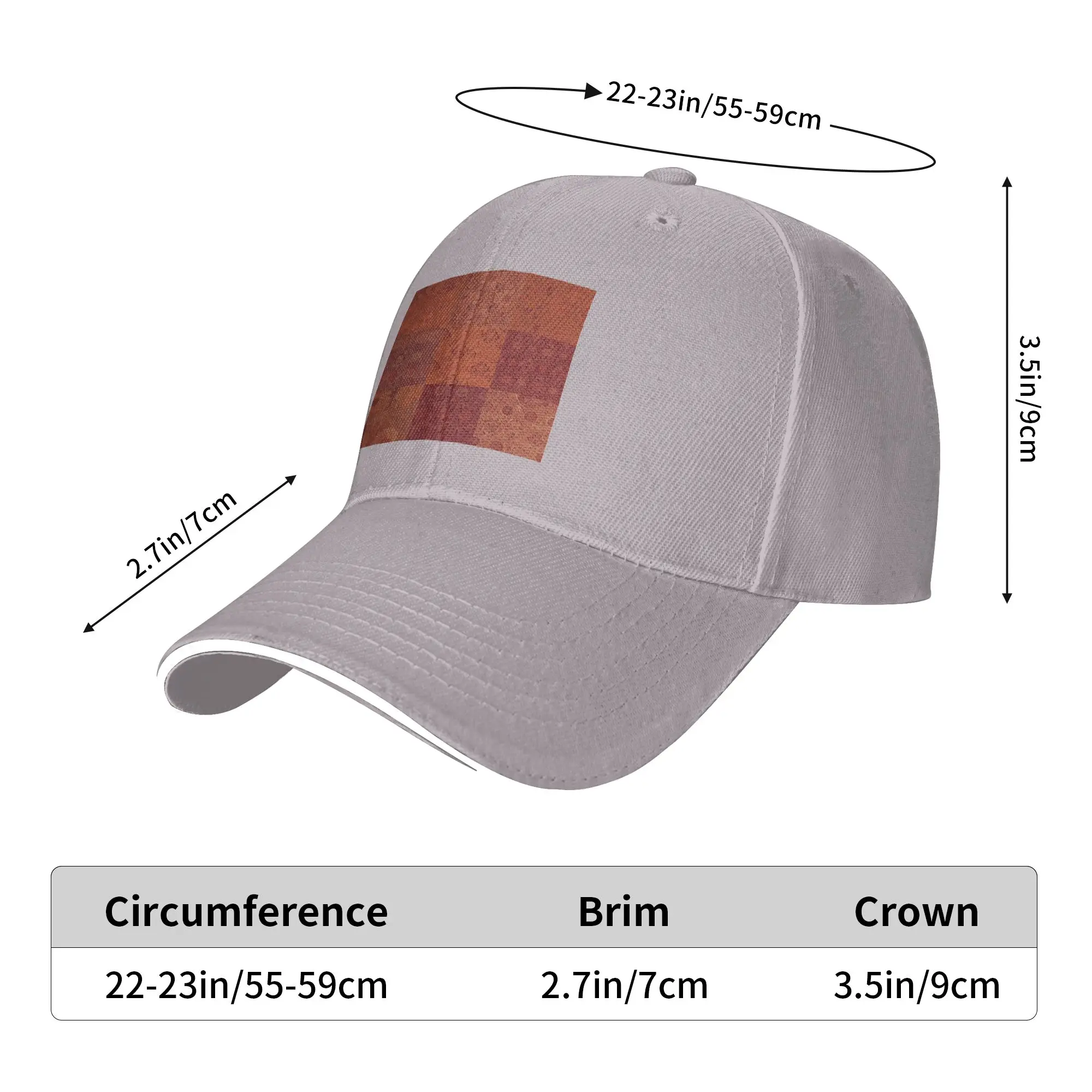 Vintage Bohemian Quilt in Burnt Orange Cap Casual Baseball Caps Adjustable Hat Hip Hop Summer Unisex Baseball Hats Customizable