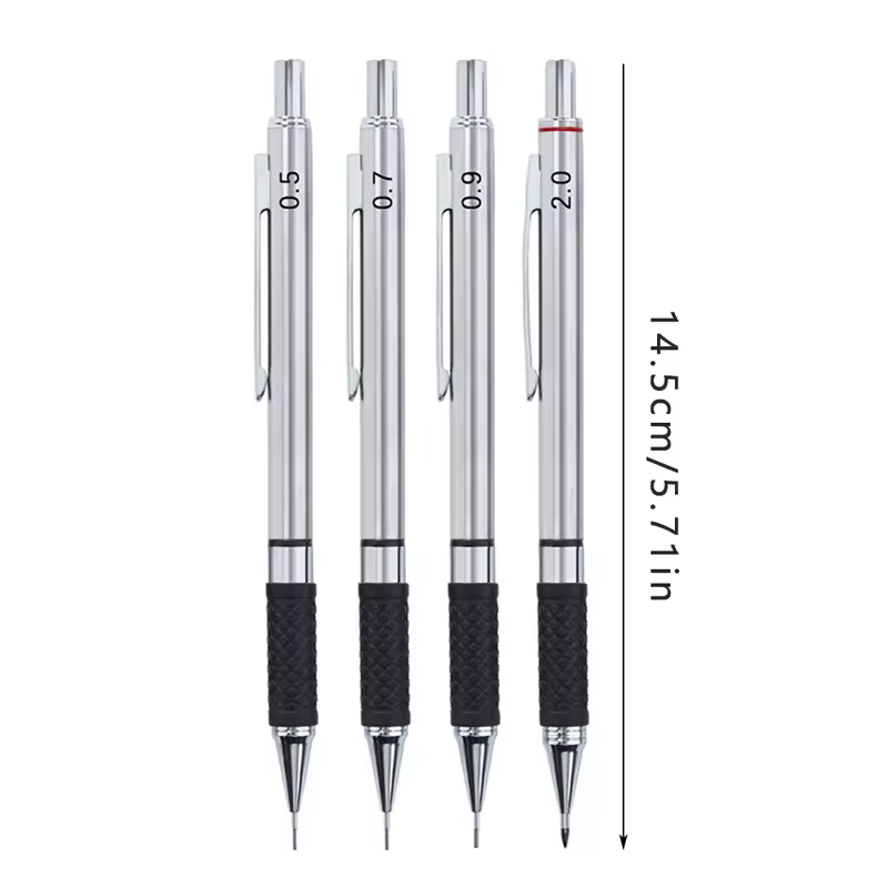 Metal Mechanical Pencil set with pencil grip Leads Art Drawing Student Office Supplies 0.5/0.7/0.9/2.0mm Automatic Pencil - Image 6